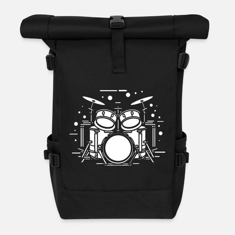 Drum Sketch - Roll Top Backpack - black