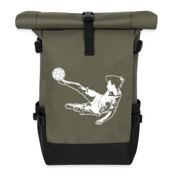 Fußballer Junge - Rolltop Rucksack - Olive/Schwarz - Vorne