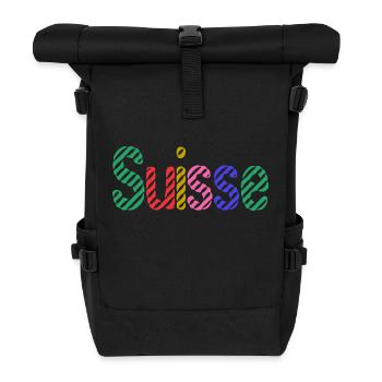 SWITZERLAND. HUMOR. COUNTRY. FLAG. GENEVA. LAUSANNE - Roll Top Backpack - black - Front