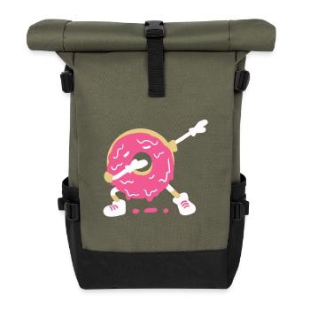Lustiger Donut - Rolltop Rucksack - Olive/Schwarz - Vorne