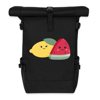 Kawaii Lemon & Melon - Roll Top Backpack - black - Front