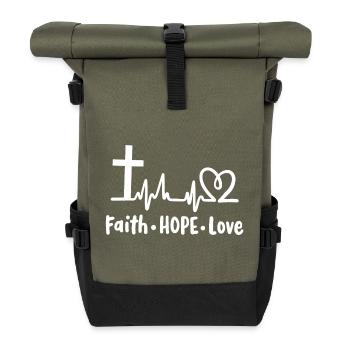 Christlich Glaube Religiös - Rolltop Rucksack - Olive/Schwarz - Vorne