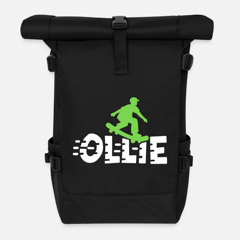 Ollie Skateboarding Skateboarder - Rolltop Rucksack - Schwarz