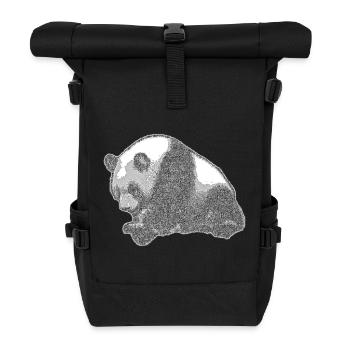 Panda groß - Rolltop Rucksack - Schwarz - Vorne