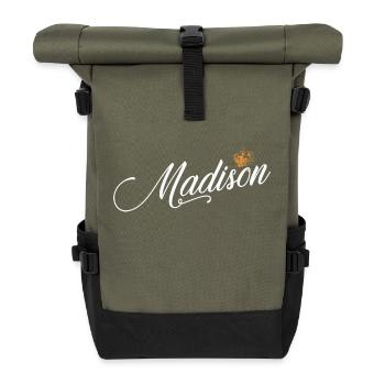 Madison Nom personnalisé pour les femmes, les enfants, les tout-petits - - Sac à dos roll top - olive/noir - Devant