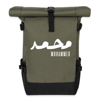 Mohammed name in Arabic - Roll Top Backpack - olive/black - Front