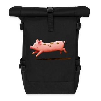 Running pig - Roll Top Backpack - black - Front