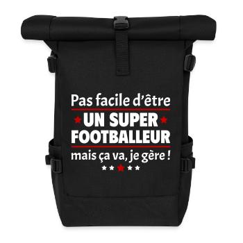 Pas facile d'être un super footballeur, foot, noël - Sac à dos roll top - noir - Devant