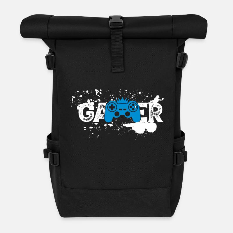 Gamer - Rolltop Rucksack - Schwarz