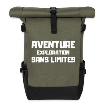 Abenteuererkundung ohne Grenzen - Rolltop Rucksack - Olive/Schwarz - Vorne