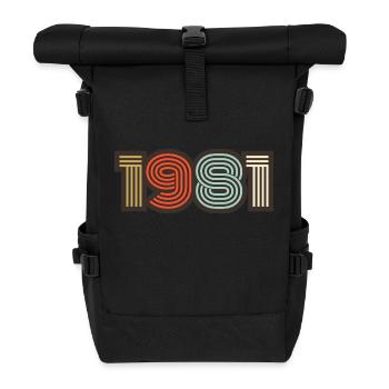 1981 Retro Jahrgang - Rolltop Rucksack - Schwarz - Vorne