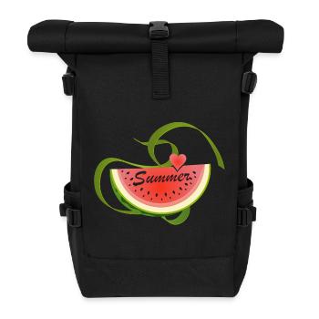 Piece of Watermelon with Decorative Font -Summer - Roll Top Backpack - black - Front