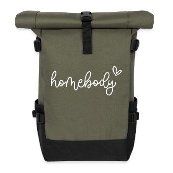 Homebody Heart Cozy Vibes Script Art - Roll Top Backpack - olive/black - Front
