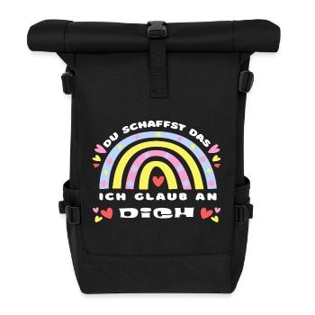 GLÜCKSBRINGER: Du schaffst das! Ich glaub an dich! - Rolltop Rucksack - Schwarz - Vorne