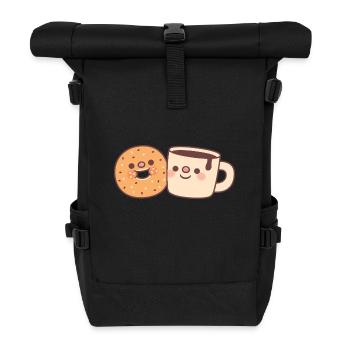 Süßer Bagel Und Kaffee Doodle - Rolltop Rucksack - Schwarz - Vorne