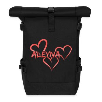 Geschenk für Aleyna - Rolltop Rucksack - Schwarz - Vorne