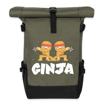 Lebkuchen Weihnachten Lebkuchenmann Gingerbread - Rolltop Rucksack - Olive/Schwarz - Vorne