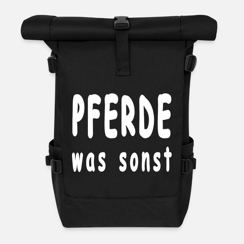 Pferde - Rolltop Rucksack - Schwarz