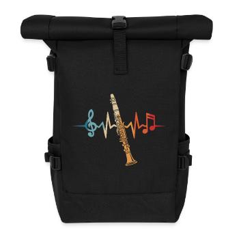Clarinet, heartbeat, clarinetist, musician - Roll Top Backpack - black - Front