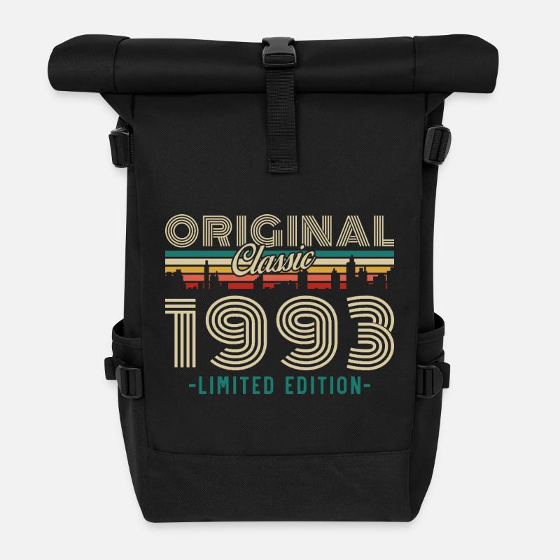 Original 1993 Vintage Retro Geburtstagsgeschenk - Rolltop Rucksack - Schwarz