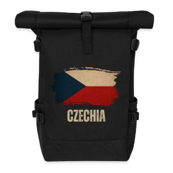 Vintage flag of Czechia, proud Czechoslovakian - Roll Top Backpack - black - Front