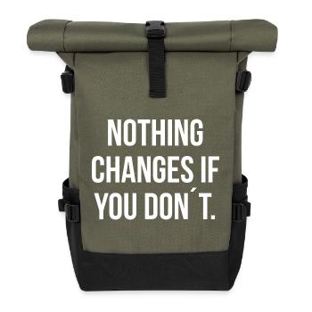 NOTHING CHANGES IF YOU DON ́T. | Greyline Official - Roll Top Backpack - olive/black - Front