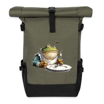 Kitchen frog with plate - Roll Top Backpack - olive/black - Front