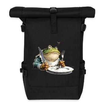 Küchen Frosch mit Teller - Rolltop Rucksack - Schwarz - Vorne