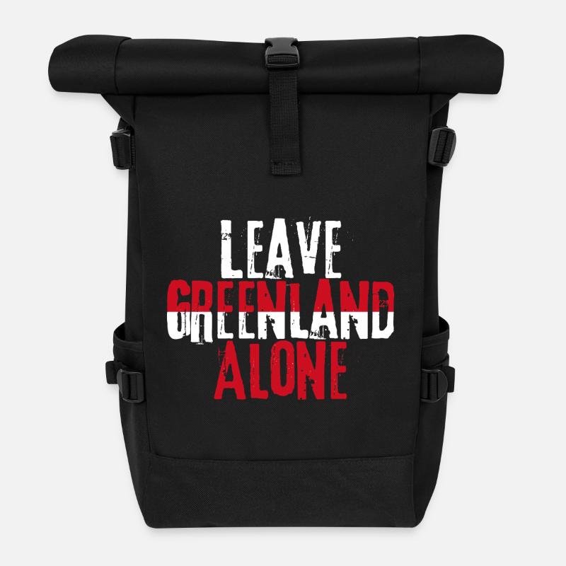 Leave Greenland Alone - Roll Top Backpack - black