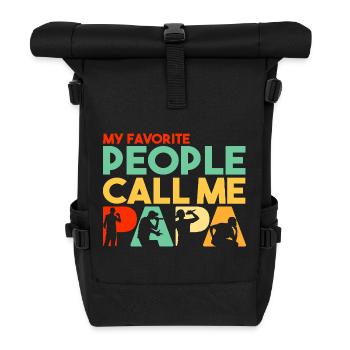 Meine Lieblingsleute nennen mich Papa Rapper Slogan - Rolltop Rucksack - Schwarz - Vorne