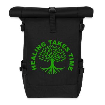 Heilung braucht Zeit – Shirt zur Sensibilisierung für psychische Gesundheit - Rolltop Rucksack - Schwarz - Vorne