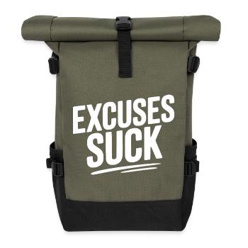 Excuses Suck - Roll Top Backpack - olive/black - Front