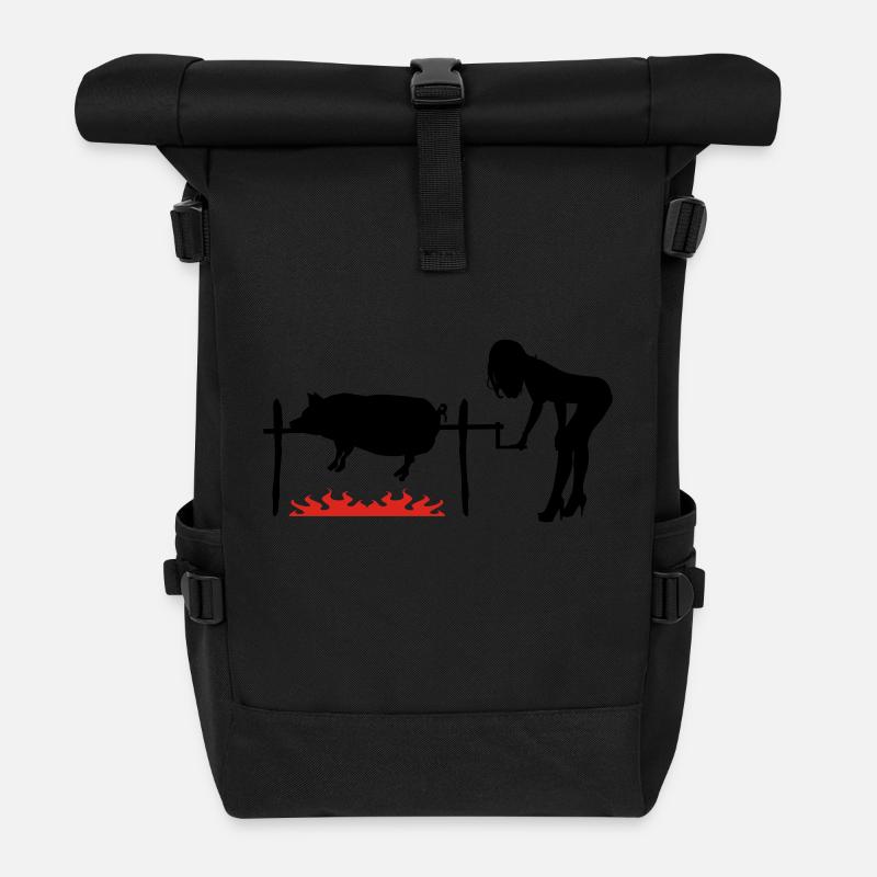 Grillschwein - Rolltop Rucksack - Schwarz