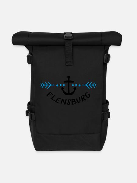 Heimat Hafen Flensburg - Rolltop Rucksack - Schwarz