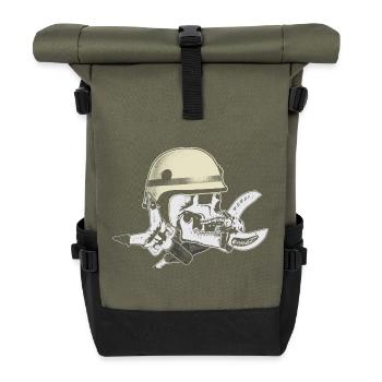 Fire Department and Rescue Service Skull - Roll Top Backpack - olive/black - Front