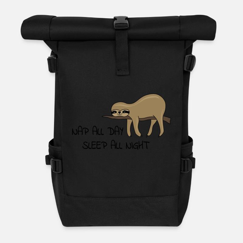 Faultier Napping - Rolltop Rucksack - Schwarz