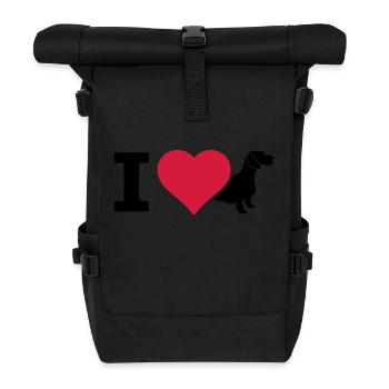 IL Dackel Rauhaardackel - Rolltop Rucksack - Schwarz - Vorne