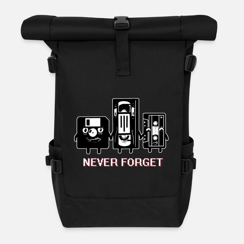 VERGESSEN SIE NIE CASETTE DISKETTE LUSTIG - Rolltop Rucksack - Schwarz