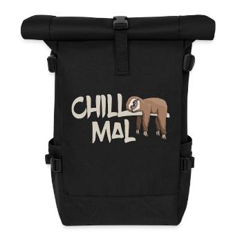 Chill mal Faultier chillen relaxen abhängen - Rolltop Rucksack - Schwarz - Vorne