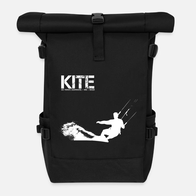 KITEBOARDING GESCHENK - Rolltop Rucksack - Schwarz