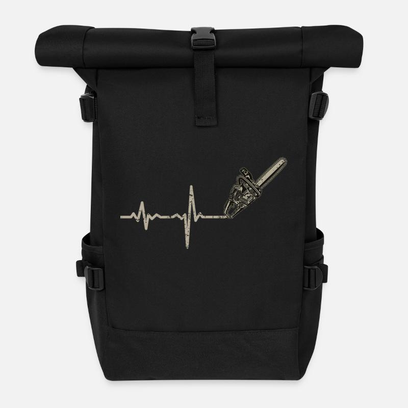 T Shirt Gift Heartbeat Wood host - Roll Top Backpack - black