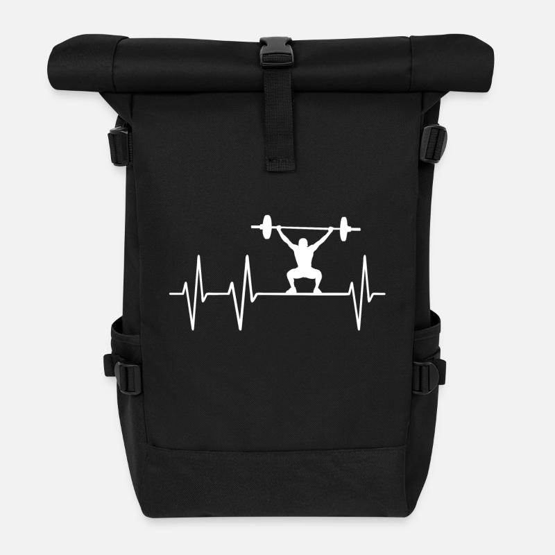 Gewichtheben Herzschlag Herz Puls Herzklopfen Gift - Rolltop Rucksack - Schwarz