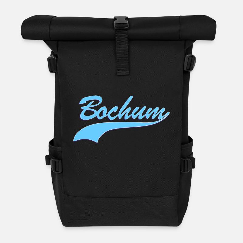 Bochum Retro Schriftzug - Rolltop Rucksack - Schwarz