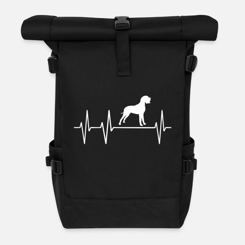 Dogge Herzschlag Hunde Hund Deutsche Doggen Herz - Rolltop Rucksack - Schwarz