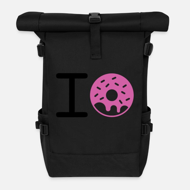 I love Donuts - Roll Top Backpack - black