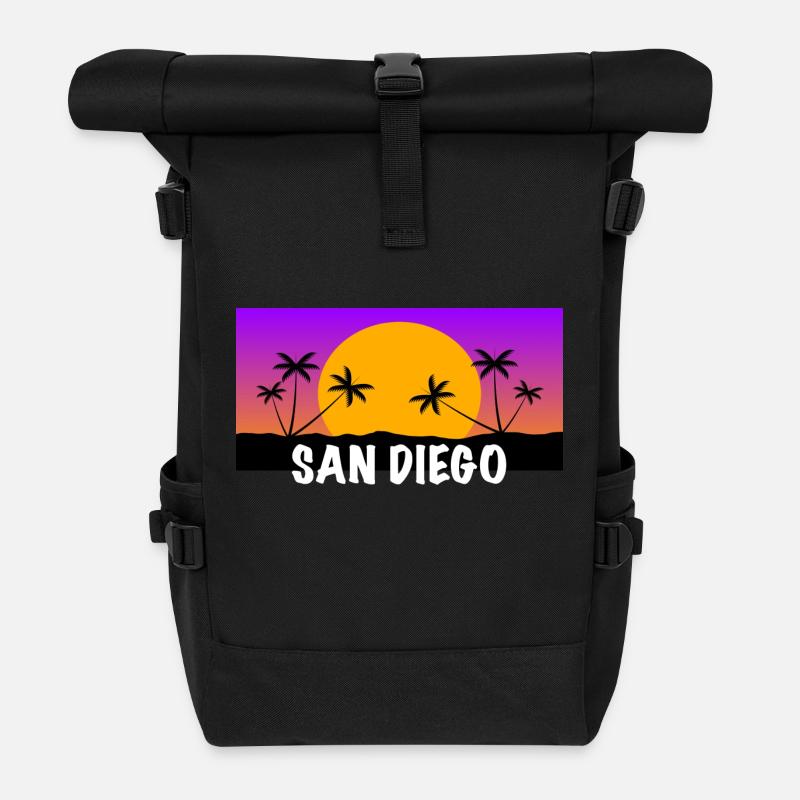San Diego Shirt ! - Rolltop Rucksack - Schwarz