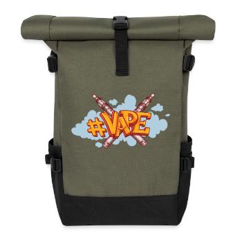 Vaper mit Qualm - Rolltop Rucksack - Olive/Schwarz - Vorne