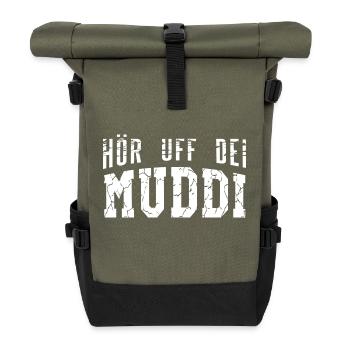 Hör uff dei Muddi - Rolltop Rucksack - Olive/Schwarz - Vorne