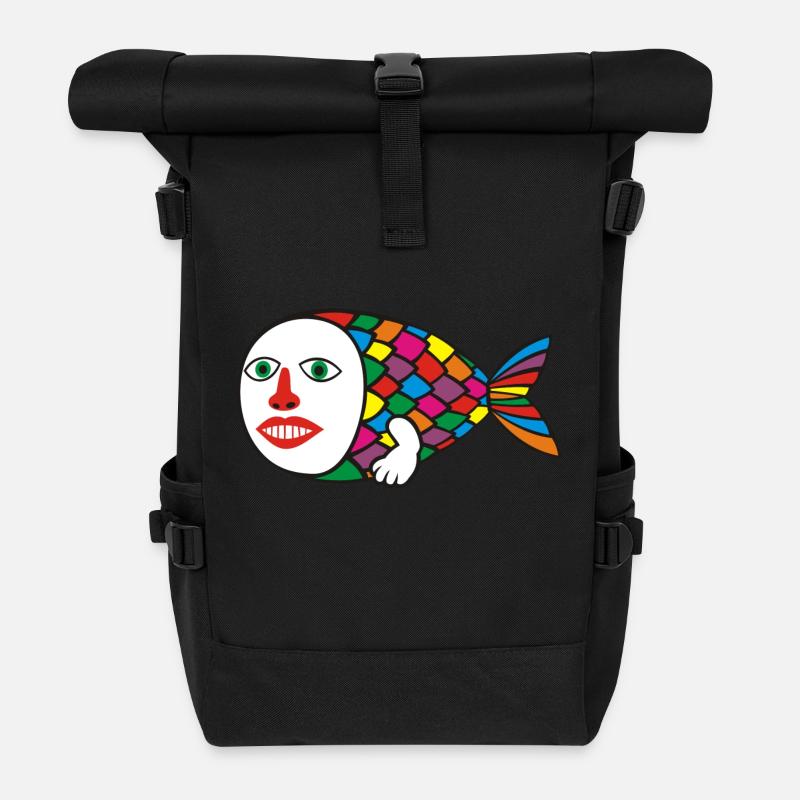 Poisson humain - Sac à dos roll top - noir