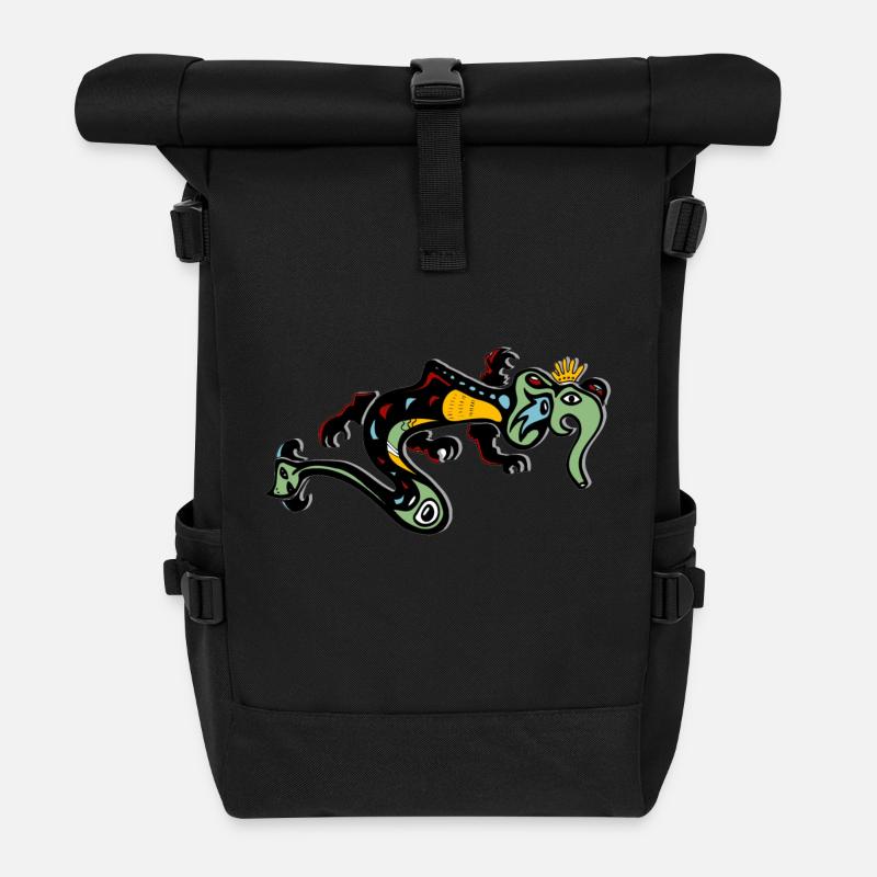 Tribal - Roll Top Backpack - black